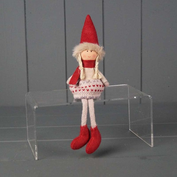Fabric Doll in Patterned Jumper and Red Hat