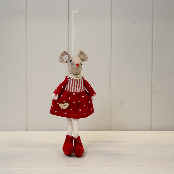 Fabric Mouse in Red Polka Dot Dress