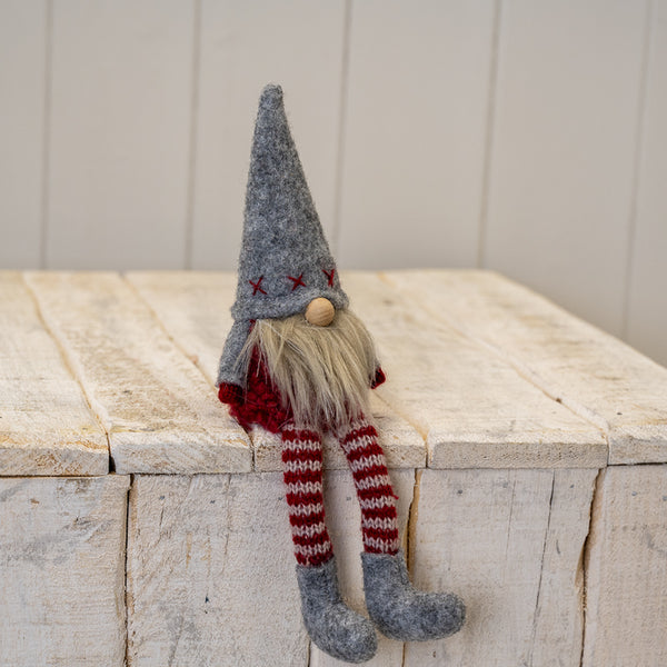 Fabric Gonk in Grey Hat with Long Striped Legs