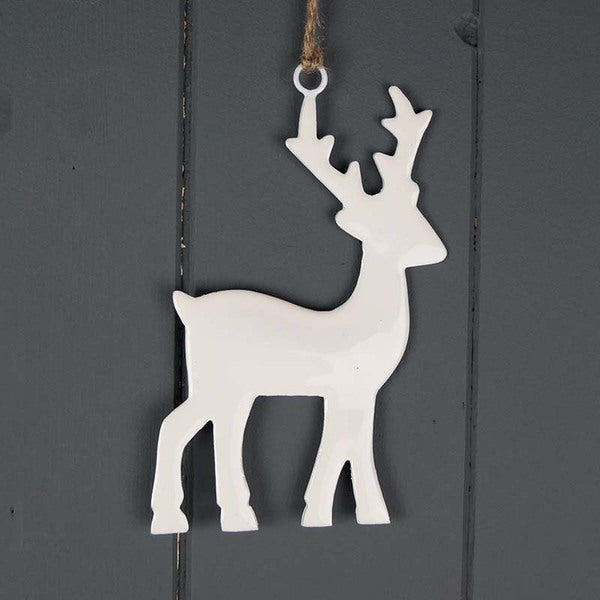 White Hanging Enamelled Reindeer