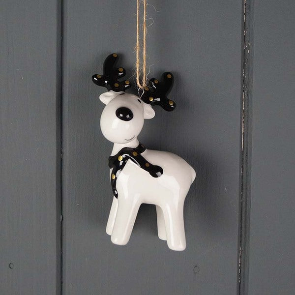 Black and White Ceramic Hanging Deer