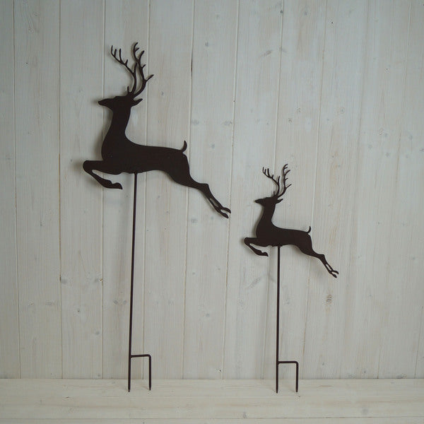 Set of 2 Metal Reindeers on Stake