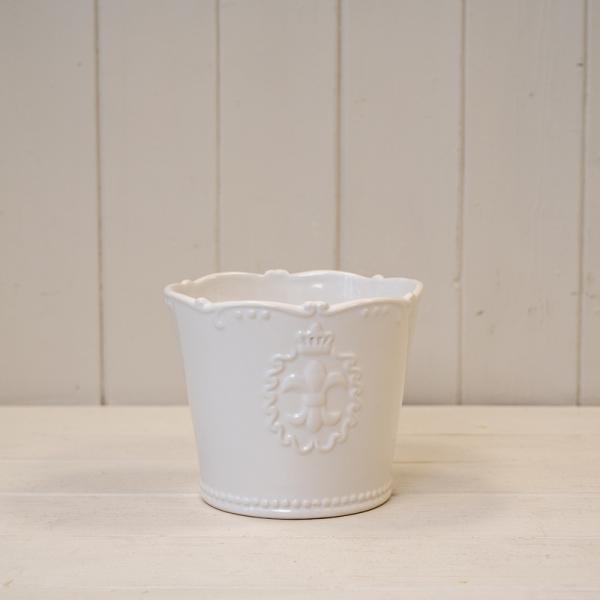 White Ceramic Pot Fleur De Lis