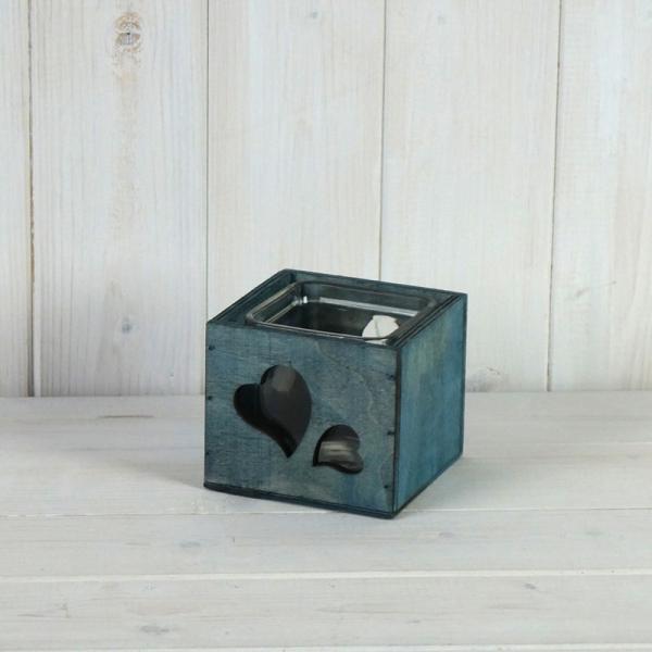 Blue Tealight with Cut Out Heart Detail