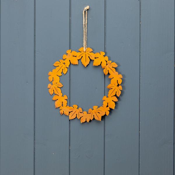 Orange Metal Autumnal Leaf Wreath