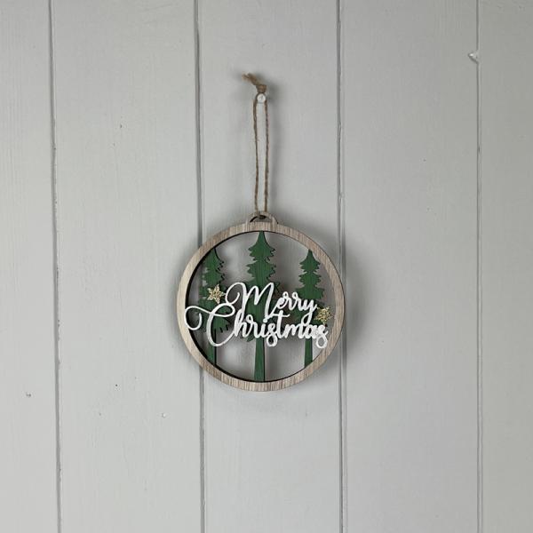 Wooden Hanging Circle with Tree