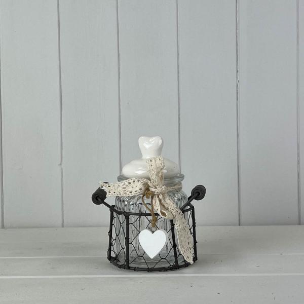 Glass Jar In Wire Basket