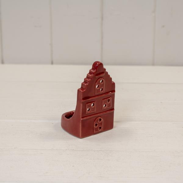 Red Ceramic Tealight Holder House with Round Edged Roof