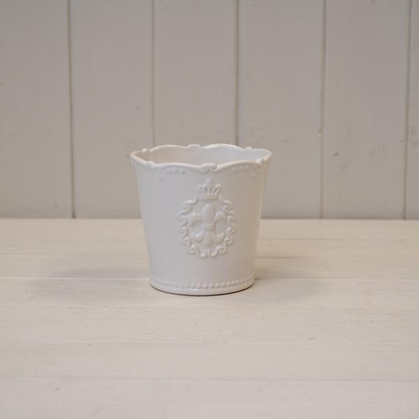 White Ceramic Pot Fleur De Lis