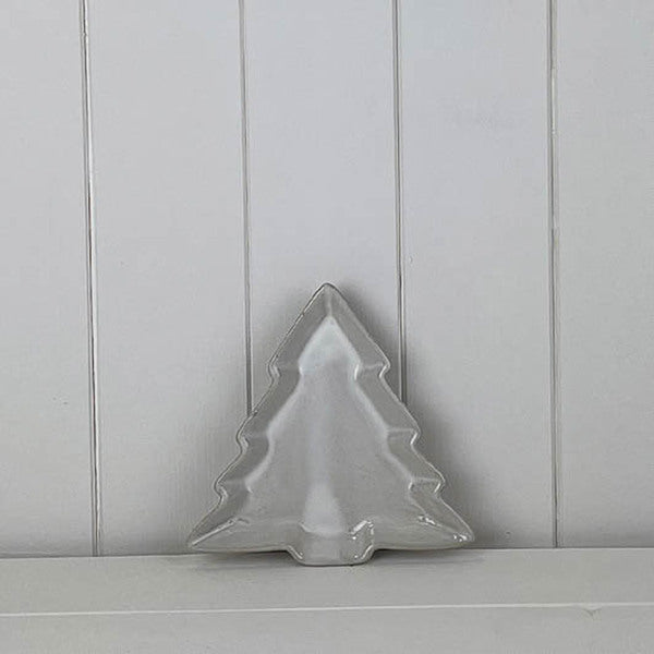 Glazed Ceramic Tree Dish with Textured Detail