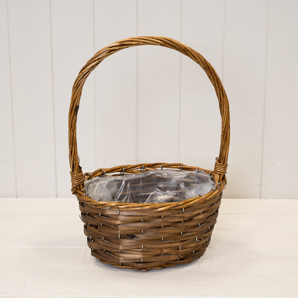 Oval Brown Willow Basket with Overhandle