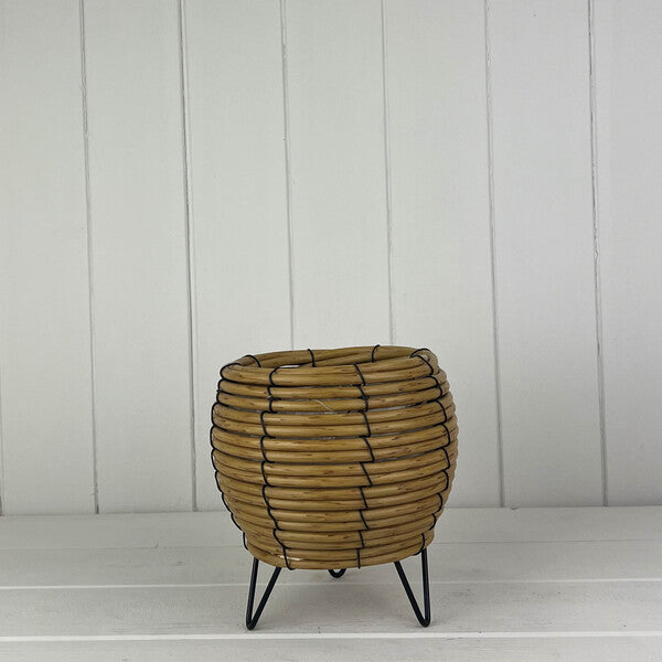 Bulbous Rattan Pot with Legs