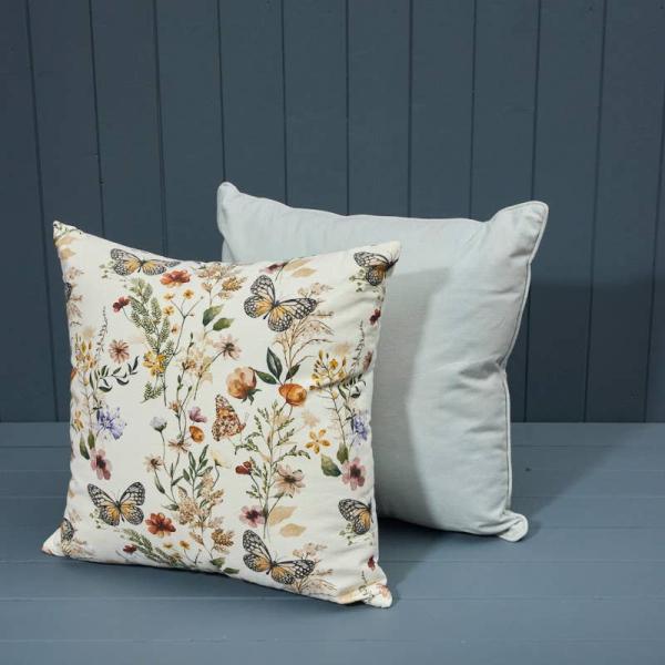 Handmade Cotton Butterfly Print Cushion