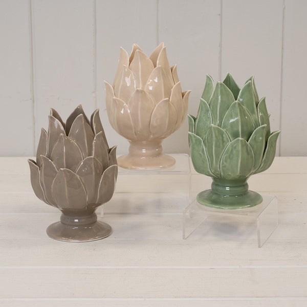Natural Glazed Artichoke Candle Holder