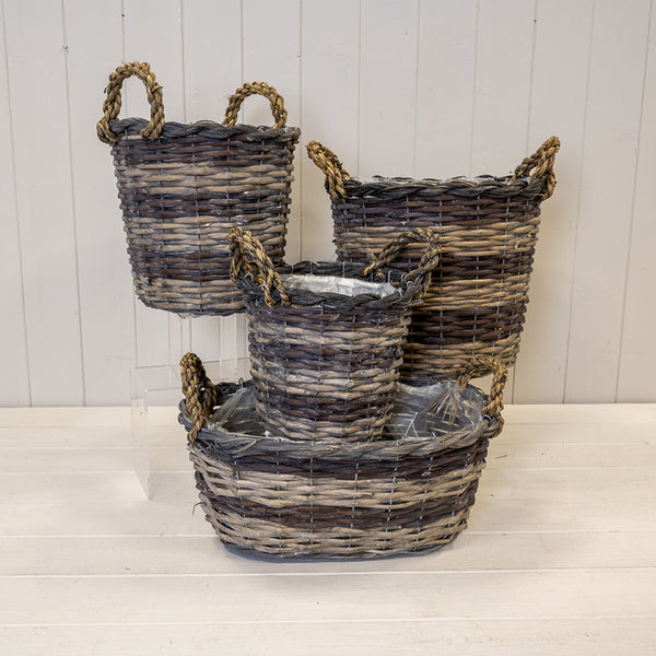 Split Willow Round Basket With Ears
