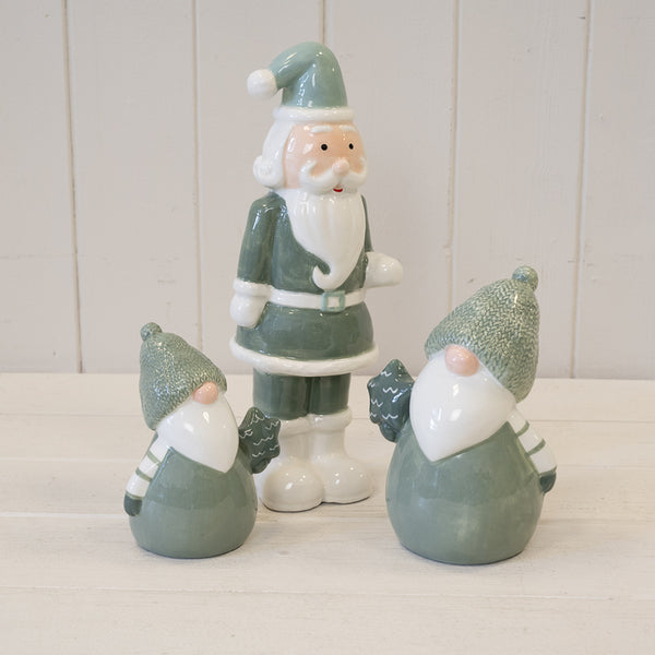 Large Nordic Green Santa Ornament