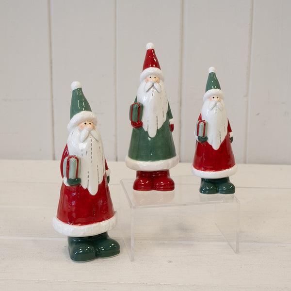 Ceramic Red Santa Holding a Present
