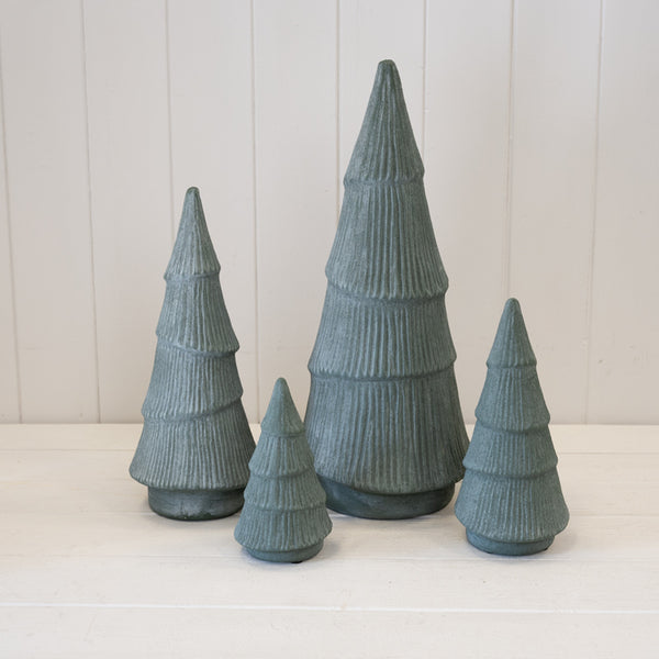 Green Ribbed Stoneware Christmas Tree