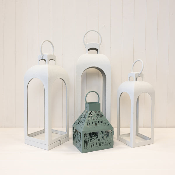 Off White Metal Open Faced Lantern