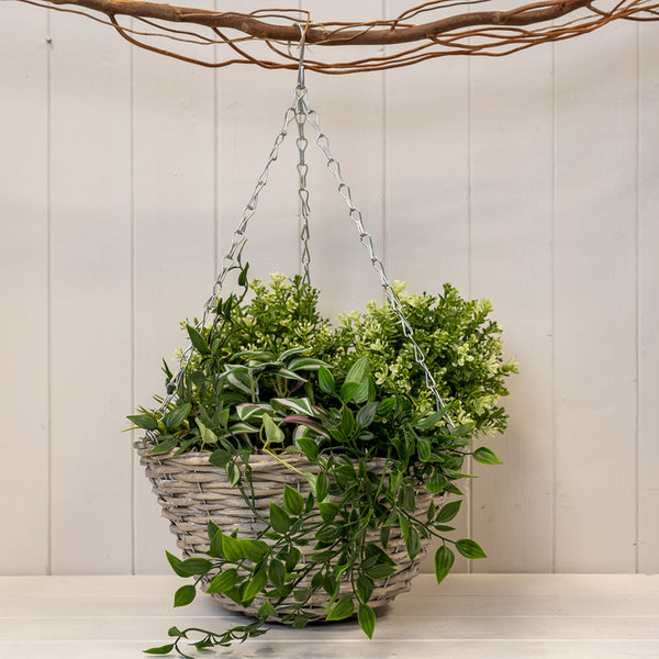 Grey Split Willow Hanging Basket