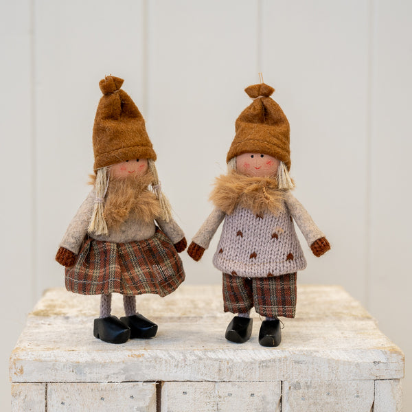 Fabric Standing Girl in Cloggs Brown