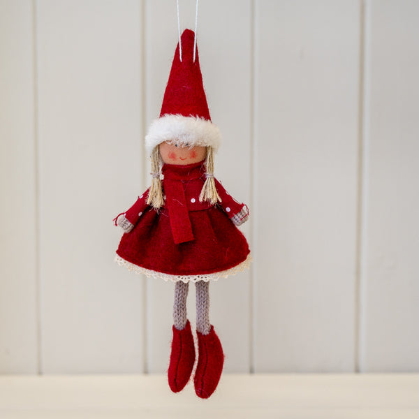 Fabric Hanging Girl in Red