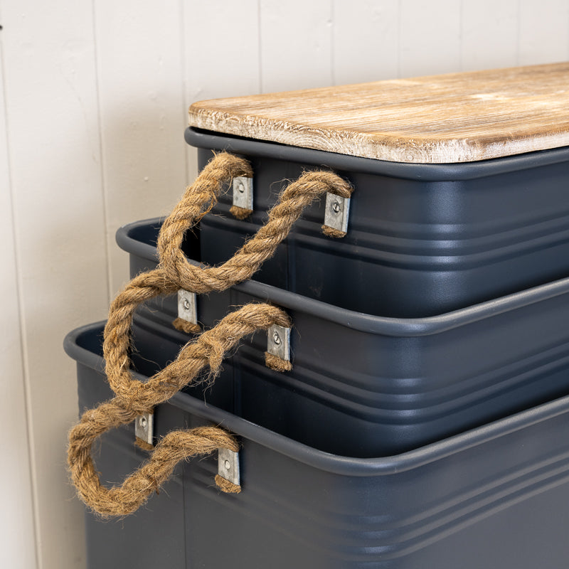 Set Of Three Grey Urban Rectangular Storage Containers