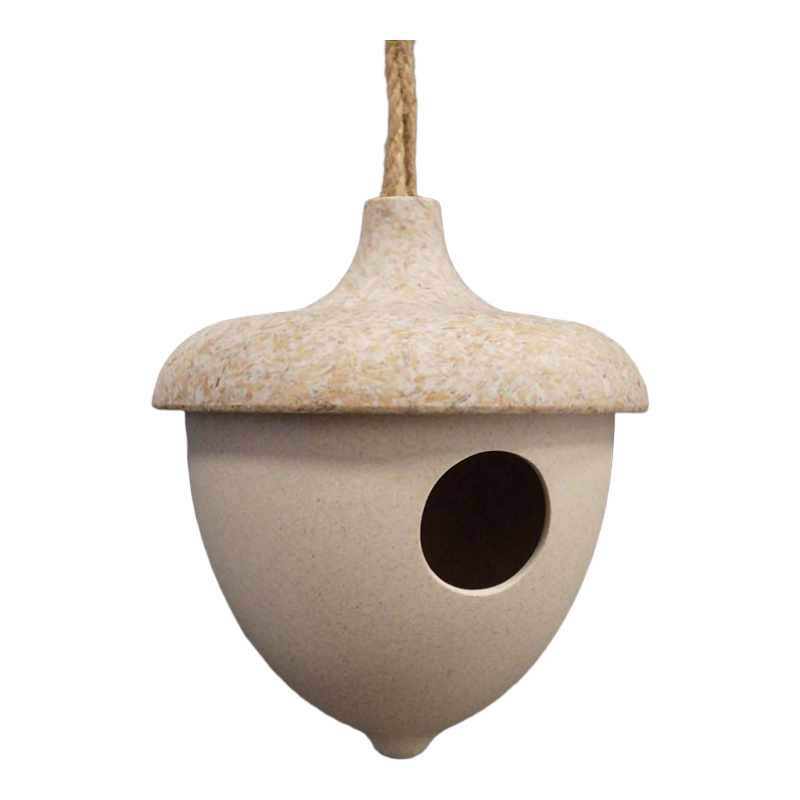 Natural Oatmeal Hanging Bird House - Chaff And Bamboo