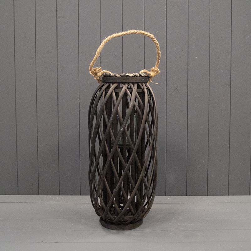 Wicker Lantern Natural Black