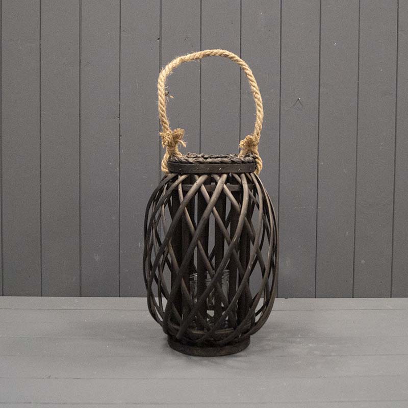 Wicker Lantern Natural Black