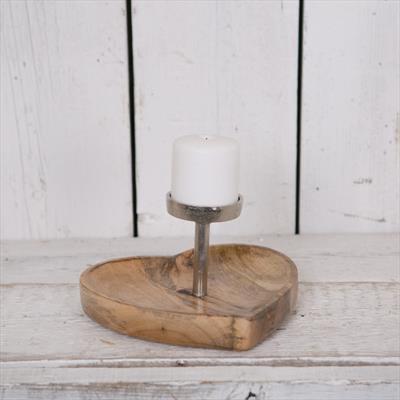 Raised Aluminium Tealight on Wooden Base