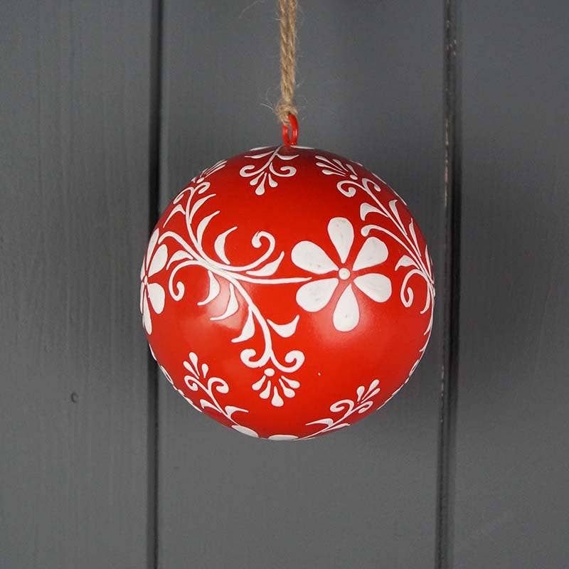 Red Hanging Hand-Painted Bauble