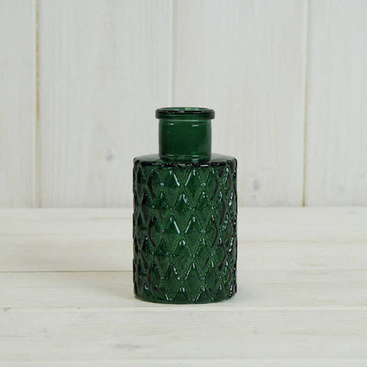 Green Mini Geometric Glass Bottle