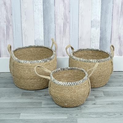 Straw Baskets - Set of 3