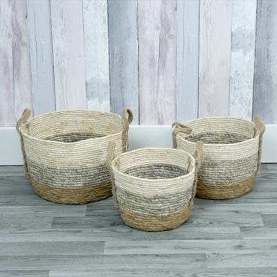 Straw Baskets - Set of 3