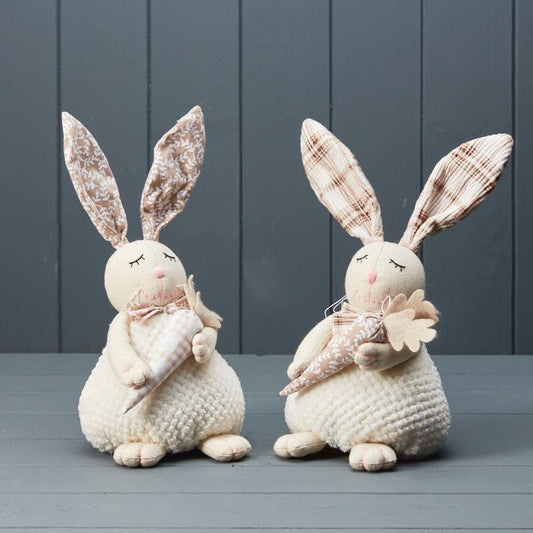 Cream and Beige Fabric Rabbits