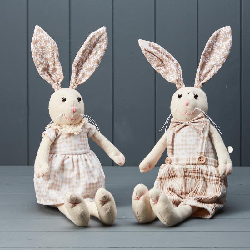 Girl and Boy Sitting Rabbits