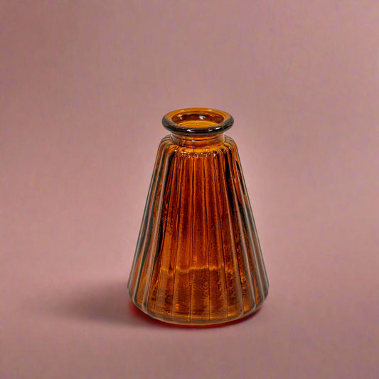 Burnt Amber Ribbed Glass Bottle