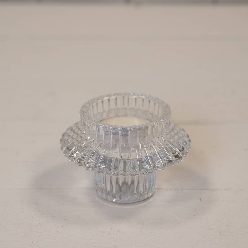 Clear Glass Two Way Candle Holder