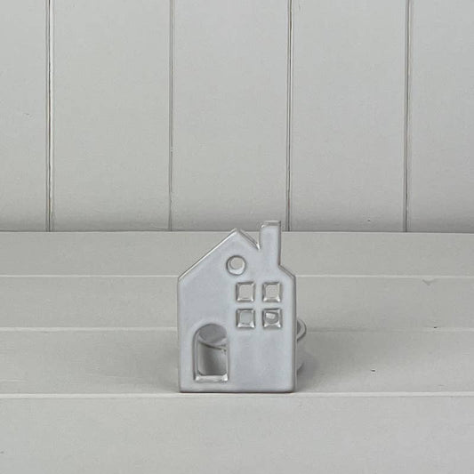 White Ceramic House Tealight Holder