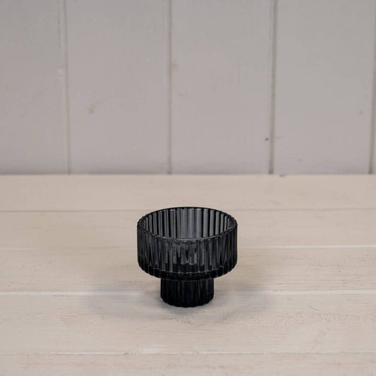 Cool Grey Glass Candle Holder