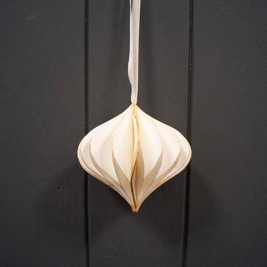 Hanging Antique White Paper Teardrop - Set of 6