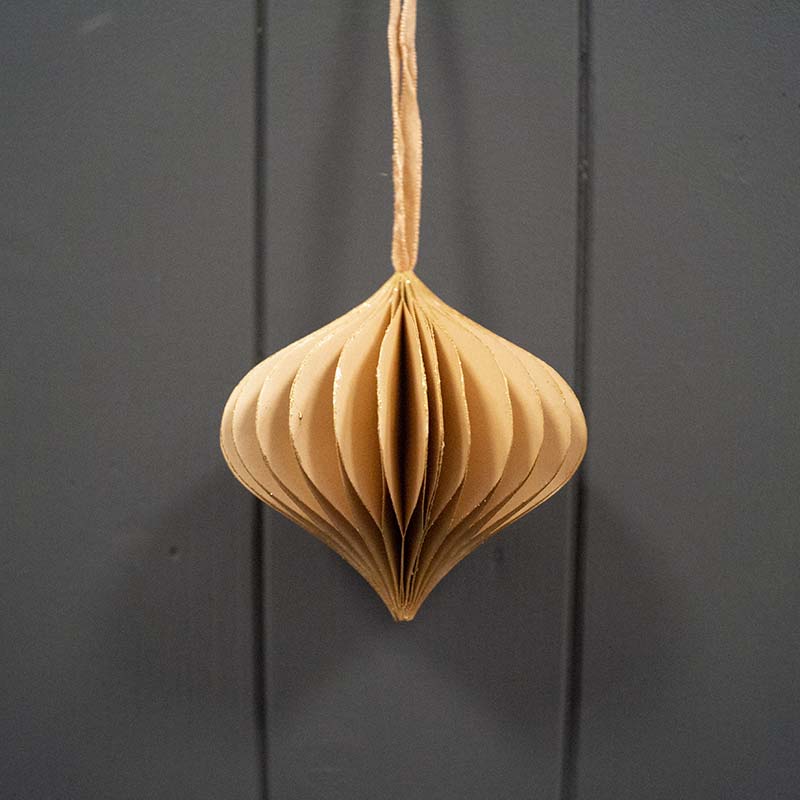 Hanging Gold Teardrop Paper Bauble - Set of 6