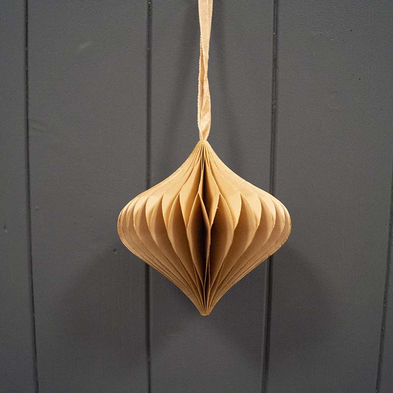 Hanging Gold Teardrop Paper Bauble - Set of 6