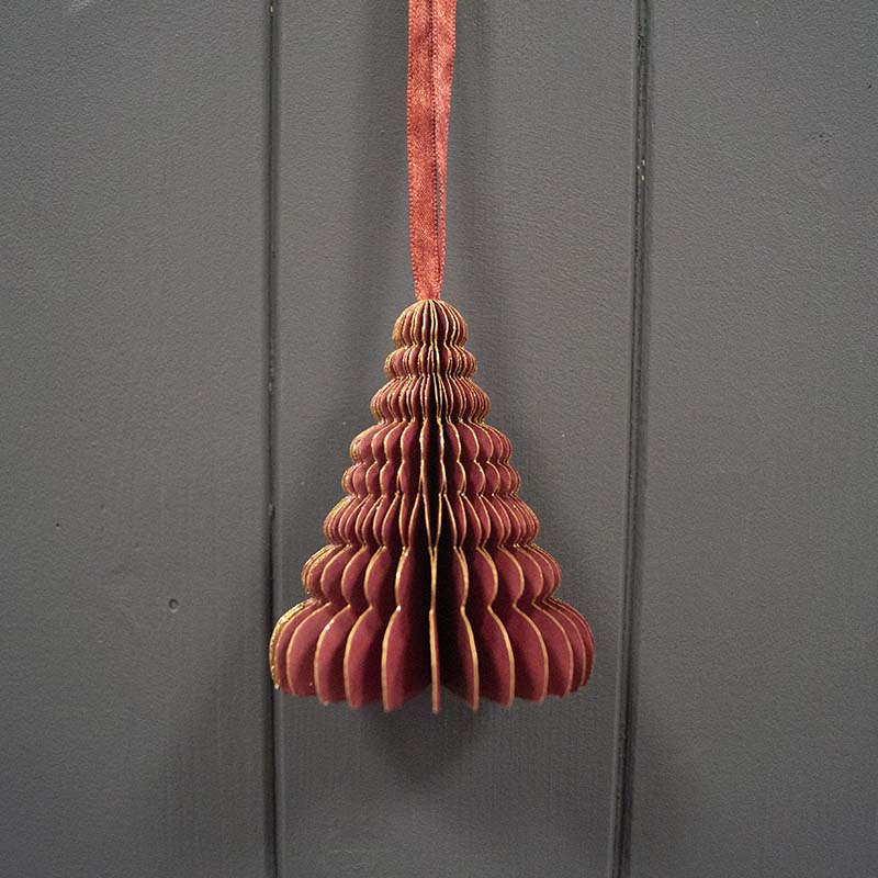 Hanging Handmade FSC Burgundy Tree Paper Decoration