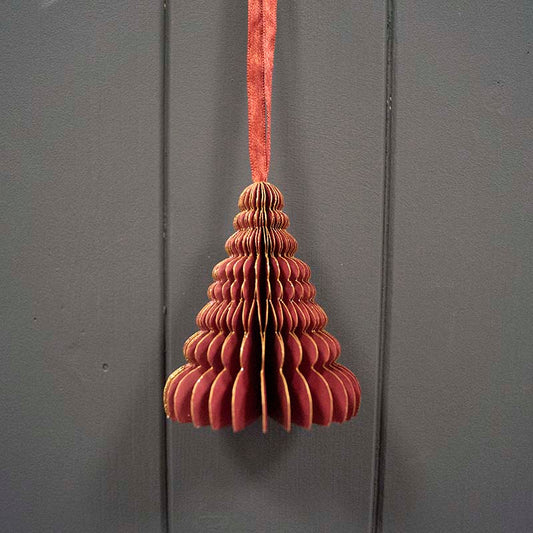 Hanging Handmade FSC Burgundy Tree Paper Decoration