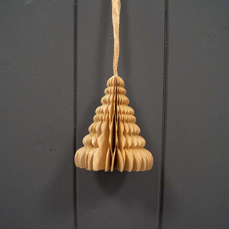 Hanging Gold Tree Paper Bauble - Set of 6