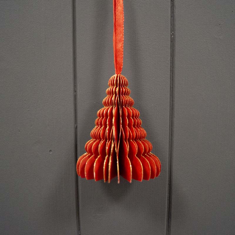 Hanging Handmade FSC Red Tree Paper Decoration