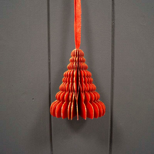 Hanging Handmade FSC Red Tree Paper Decoration