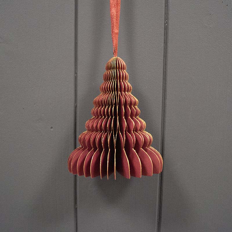 Hanging Handmade FSC Burgundy Tree Paper Decoration